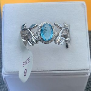 Bomb Party Lab Create Blue Topaz Rhodium Plated Ring